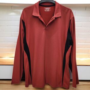 Izod Polo Shirt Mens XL Pullover Long Sleeves Rust Black Moisture Wicking Casual